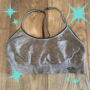 🚫 DONATED 🚫 Grey Champion Sports Bra With Aqua Trim